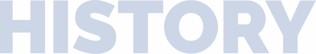 History spelled in big, bold blue letters against a white background.
